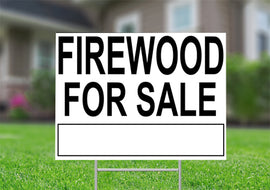 Firewood For Sale 18"x24" Coroplast Yard sign Black Lettering