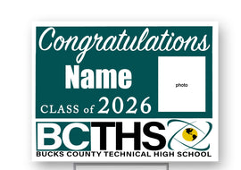BCTHS Class 2026 18"H x 24"W Coroplast Yard Sign with 10"W x 15"H Metal Stake