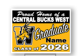 CB West Class 2026 18"H x 24"W Coroplast Yard Sign with 10"W x 15"H Metal Stake