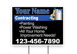 Contractor or Painter  18"H x 24"W Coroplast Yard Sign with 10"W x 15"H Metal Stake