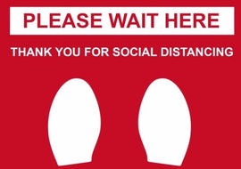 Please Wait here Red Floor Decal